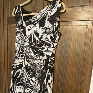 Cartise Rouched Black/White Dress